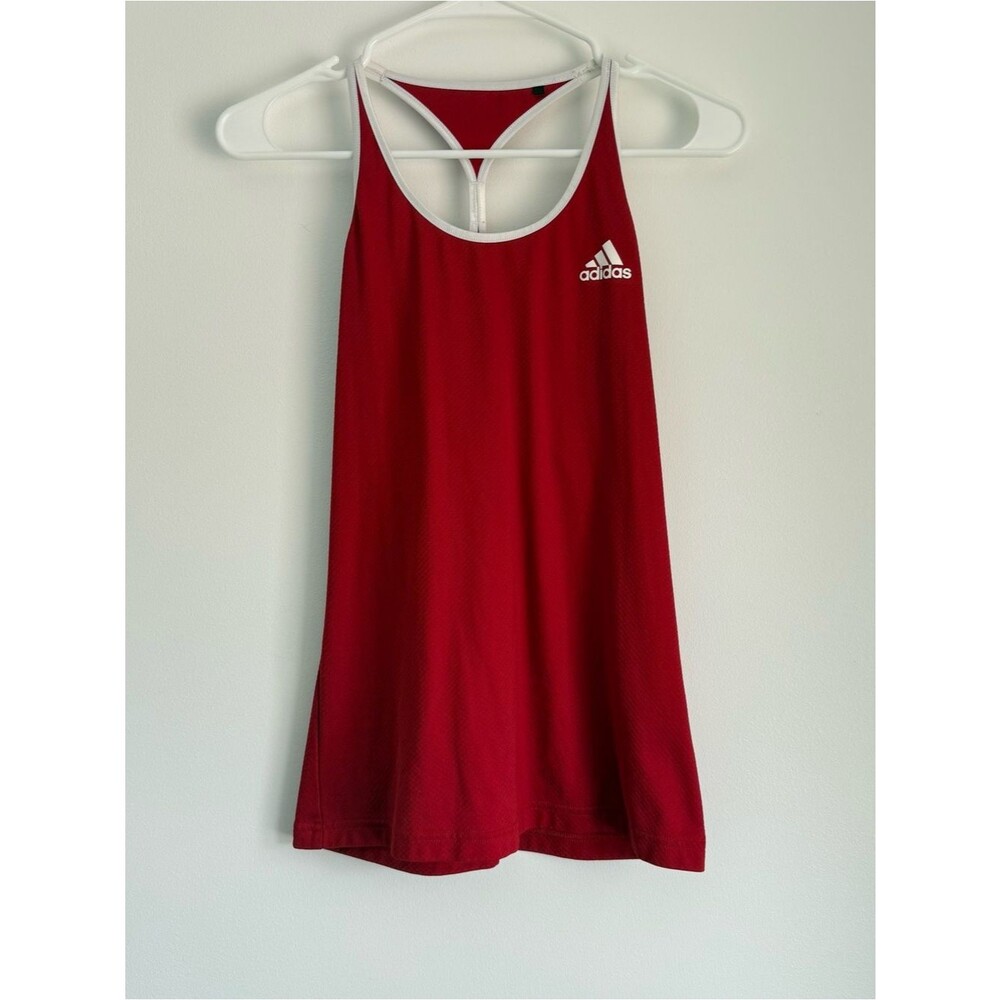 Adidas Red Racerback Tank with White Trim Size Small